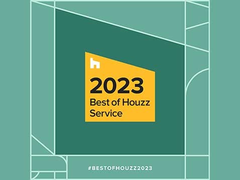 A badge with the caption "2023, Best of Houzz Service"